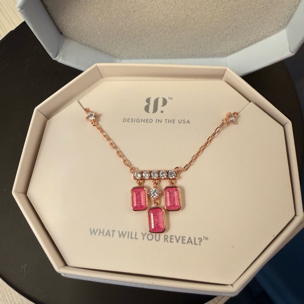 Rose Gold Necklace with Pink Ice Crystal